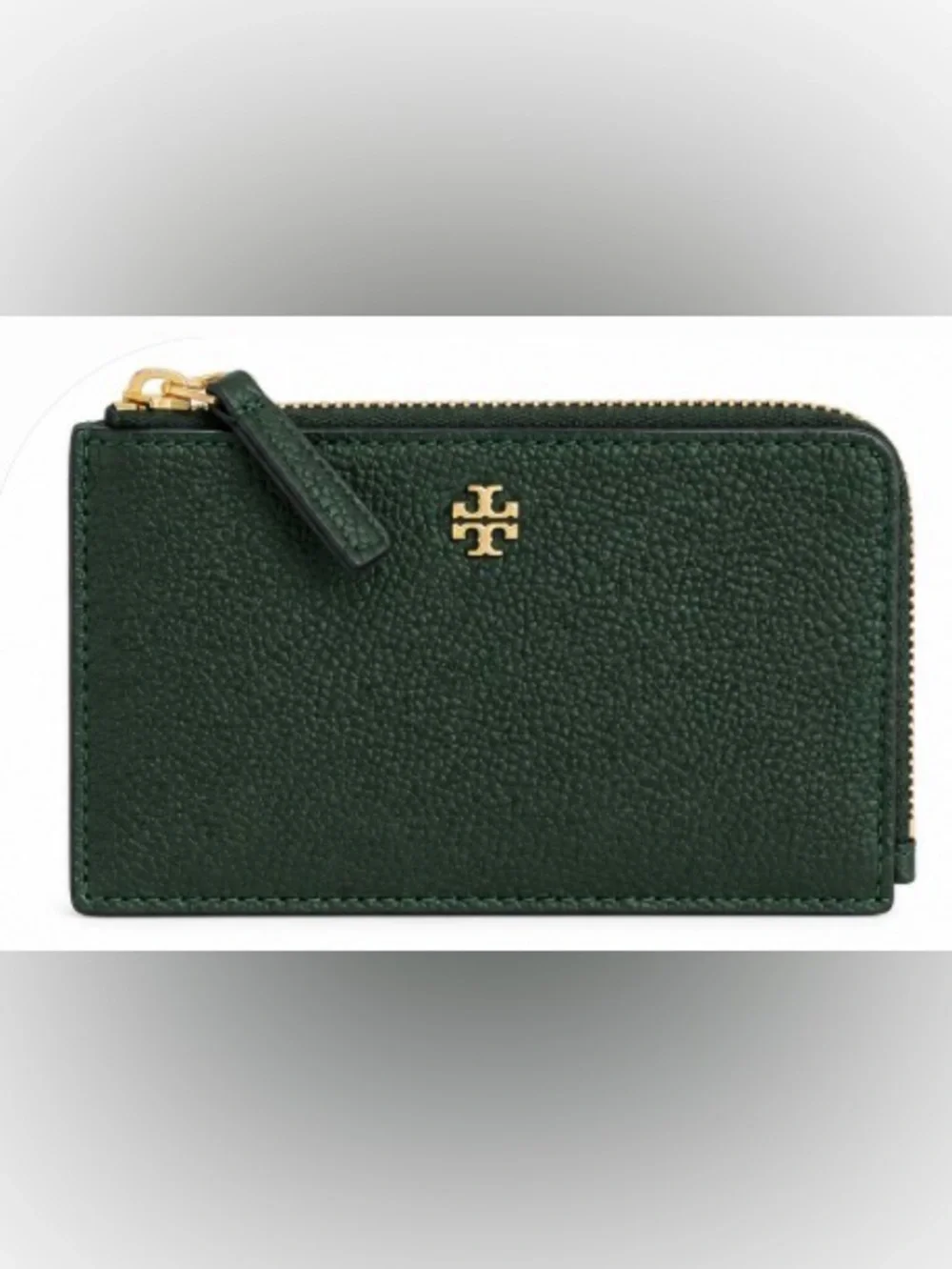 Tory Burch Blake Leather Zip Card Case in Basil